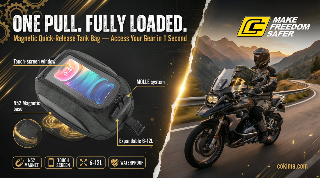 The Ultimate Motorcycle Camping Gear Checklist, Our Crash Bar, Tank, and Helmet Bags Secure Your Gear